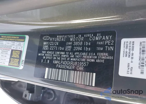 2024 Hyundai Elantra Limited z USA, uszkodzony, nr VIN KMHLP4DGXRU819557